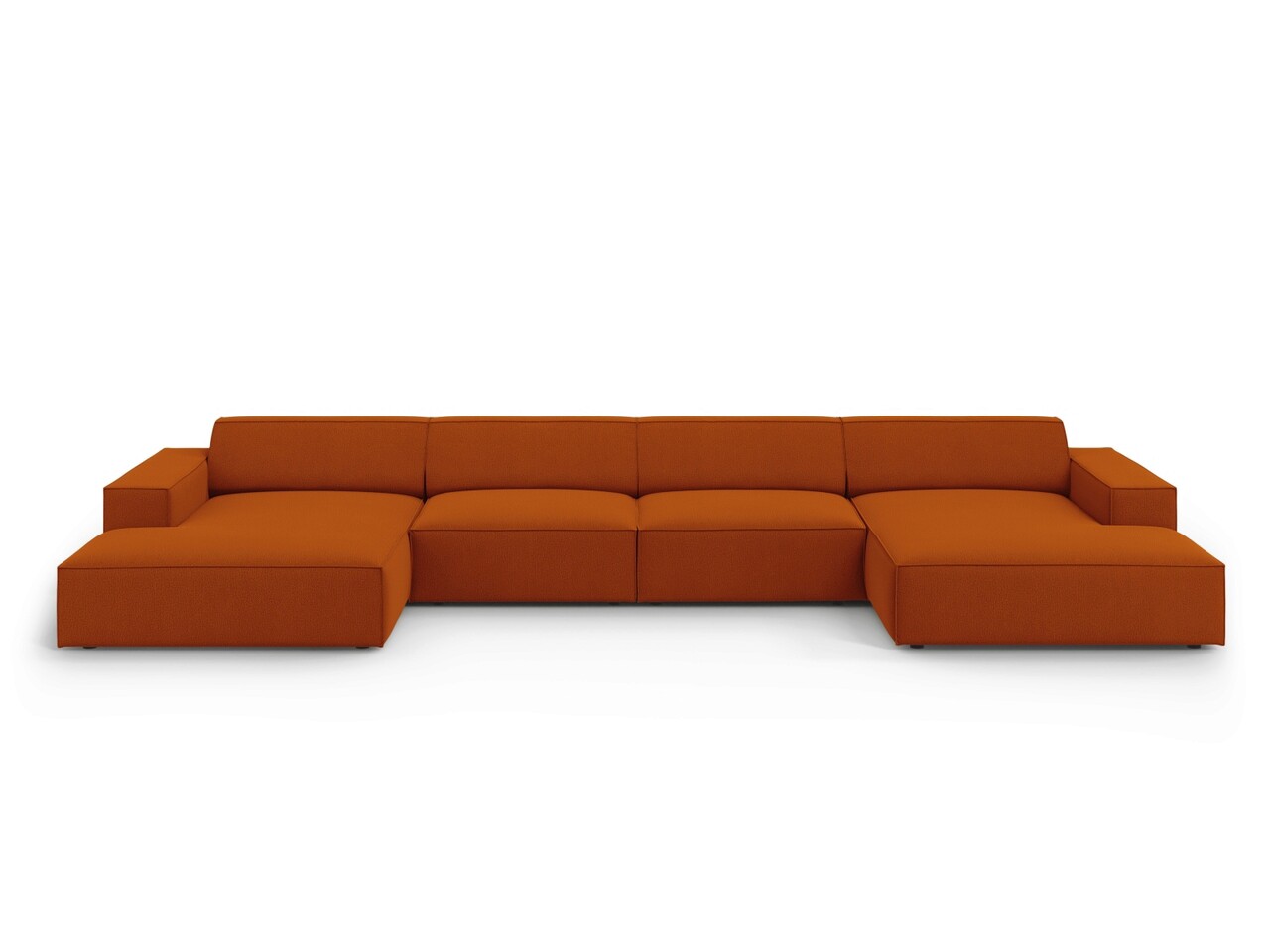 Canapea panoramica 6 locuri, Jodie, Micadoni Home, BL, 364x166x70 cm, poliester, caramiziu Canapele